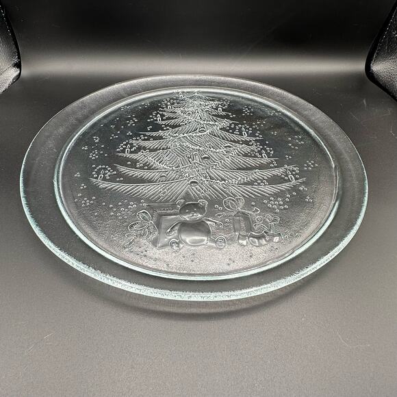 Vintage Duralex Christmas Platter Clear Tempered Glass Marked FRANCE 13" #3530 - Picture 1 of 3